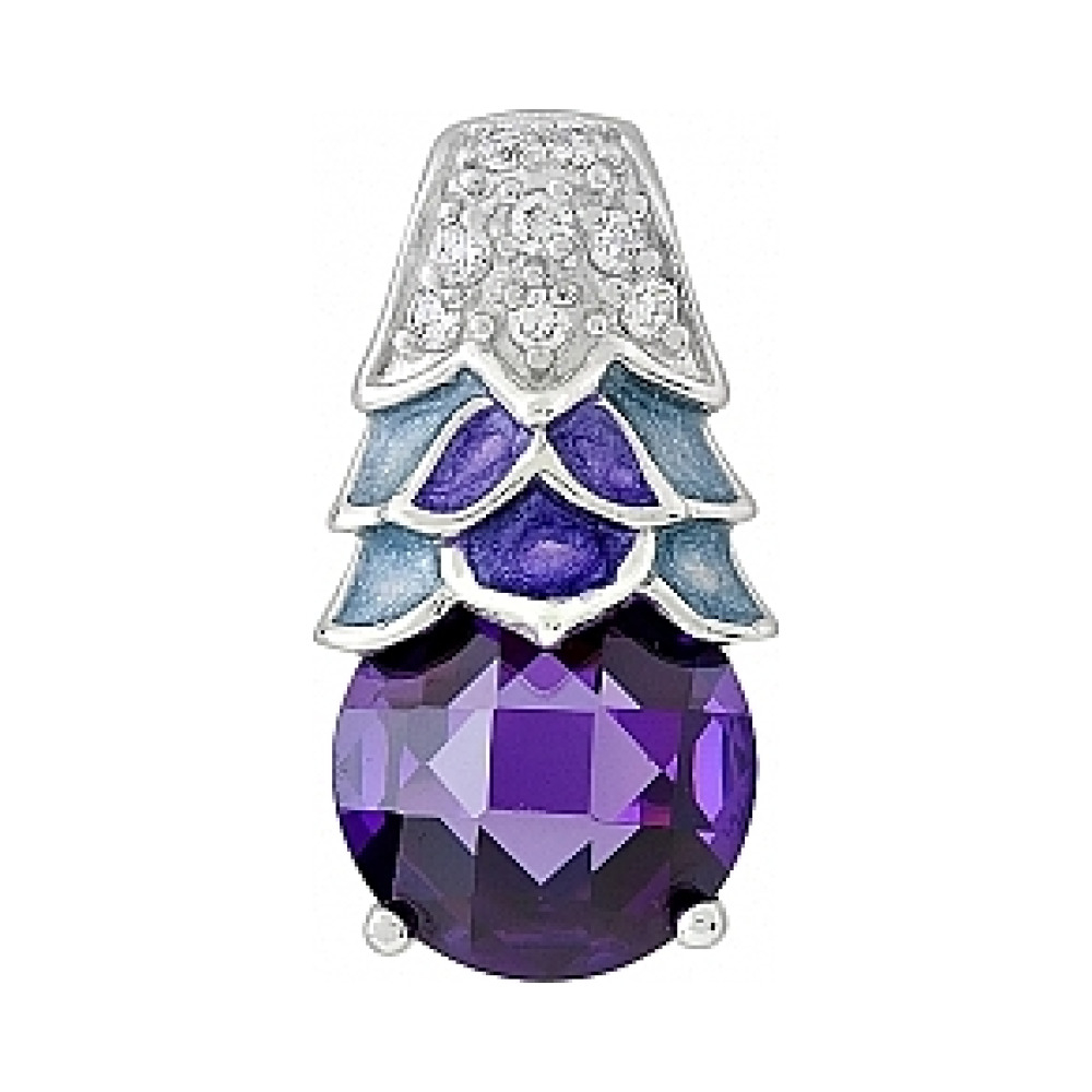 Серебряная подвеска с фианитом и эмалью № 108550