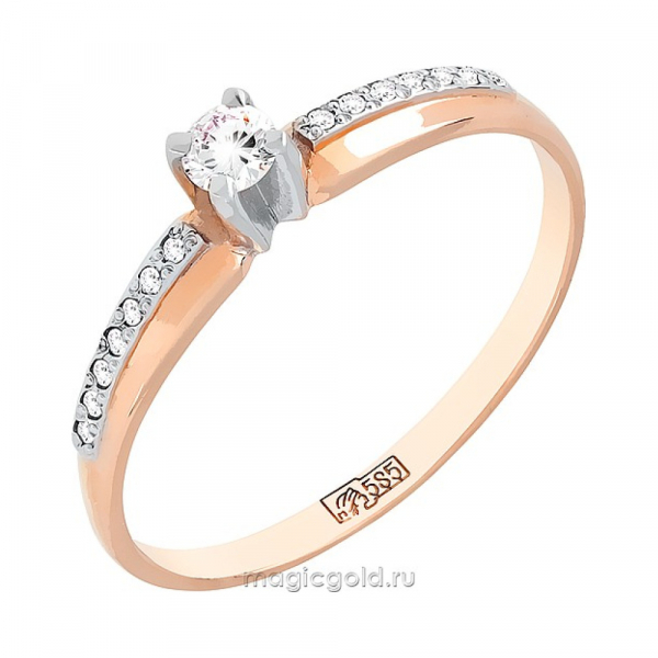 Золотое кольцо с бриллиантом № 128819