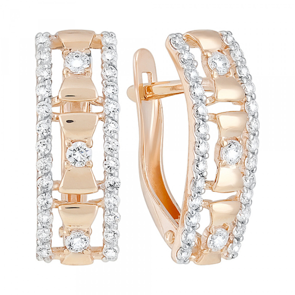 Золотые серьги с фианитами № 129260