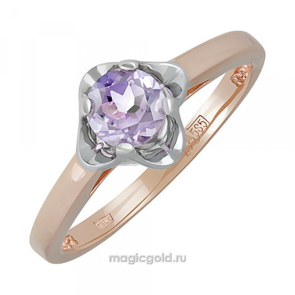 Золотое кольцо с аметистом № 139448