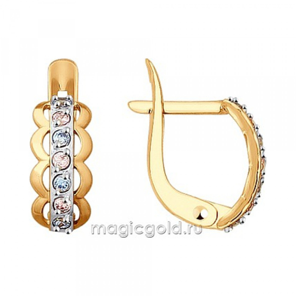 Золотые серьги с фианитом № 163952