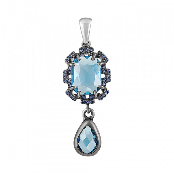 Серебряная подвеска с алпанитом и фианитом черн.покр № 135375