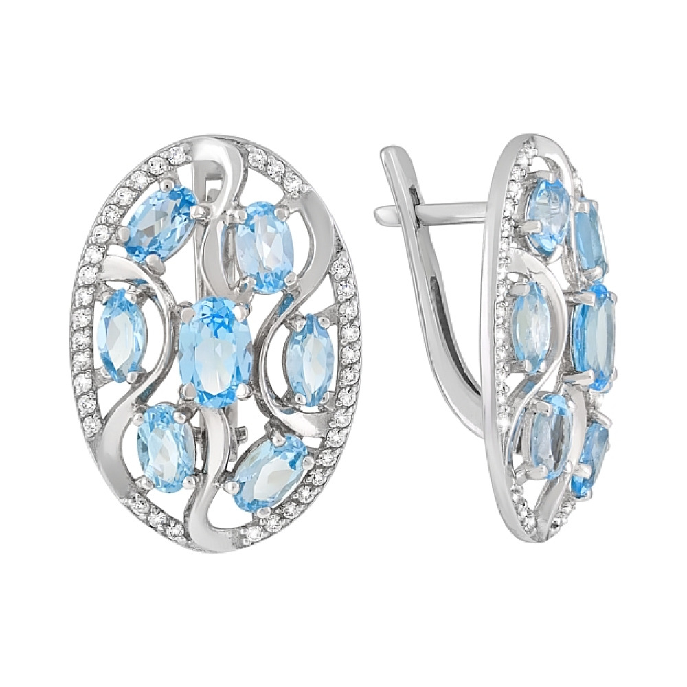 Золотые серьги с топазом и фианитом № 120468