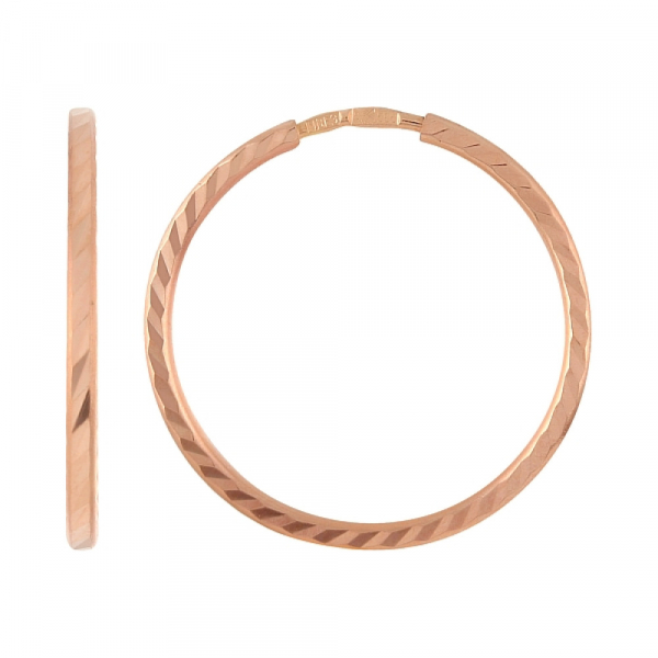 Золотые серьги без камня с алмазкой № 100517