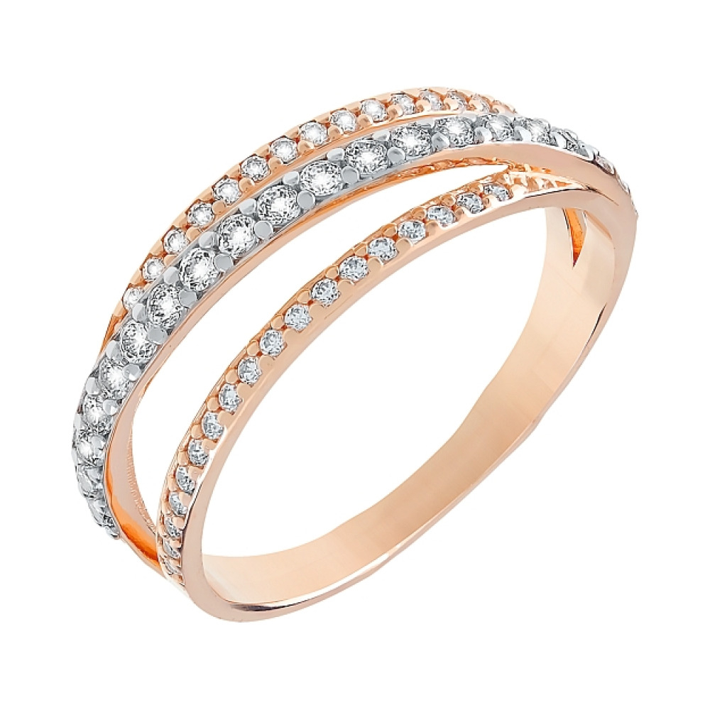 Золотое кольцо с фианитами № 112368