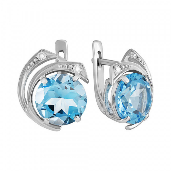 Серебряные серьги с топазом и фианитом № 134258