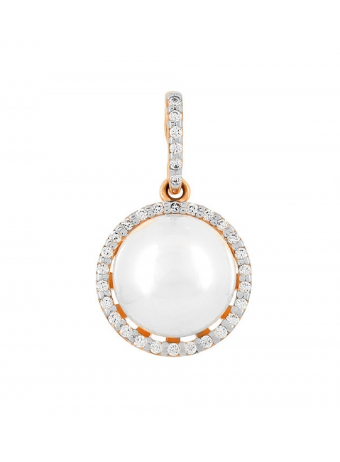 Золотая подвеска с жемчугом и фианитом № 109783