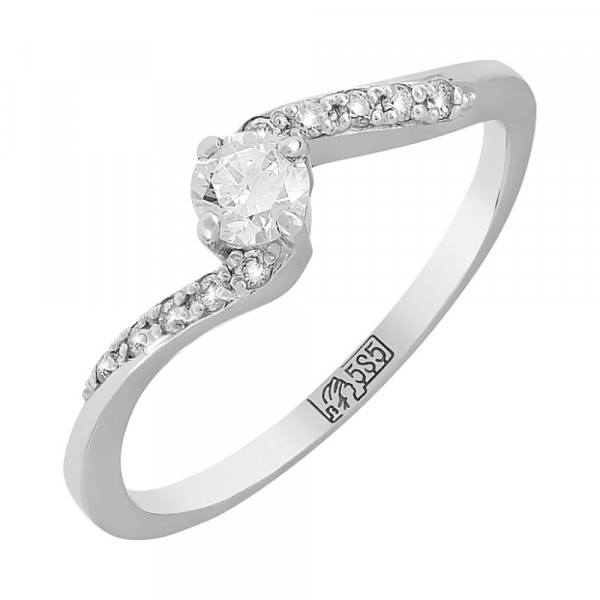 Золотое кольцо с бриллиантом № 103194