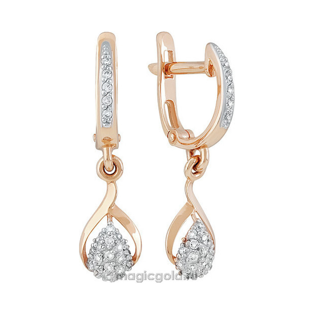 Золотые серьги с фианитом № 141121