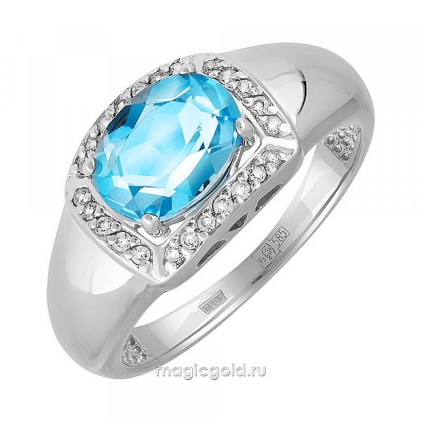 Золотое кольцо с топазом и фианитом № 141300