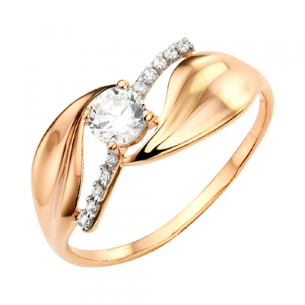 Золотое кольцо с фианитом № 142277