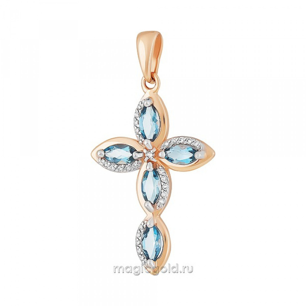 Золотая подвеска с топазом и фианитом № 163516
