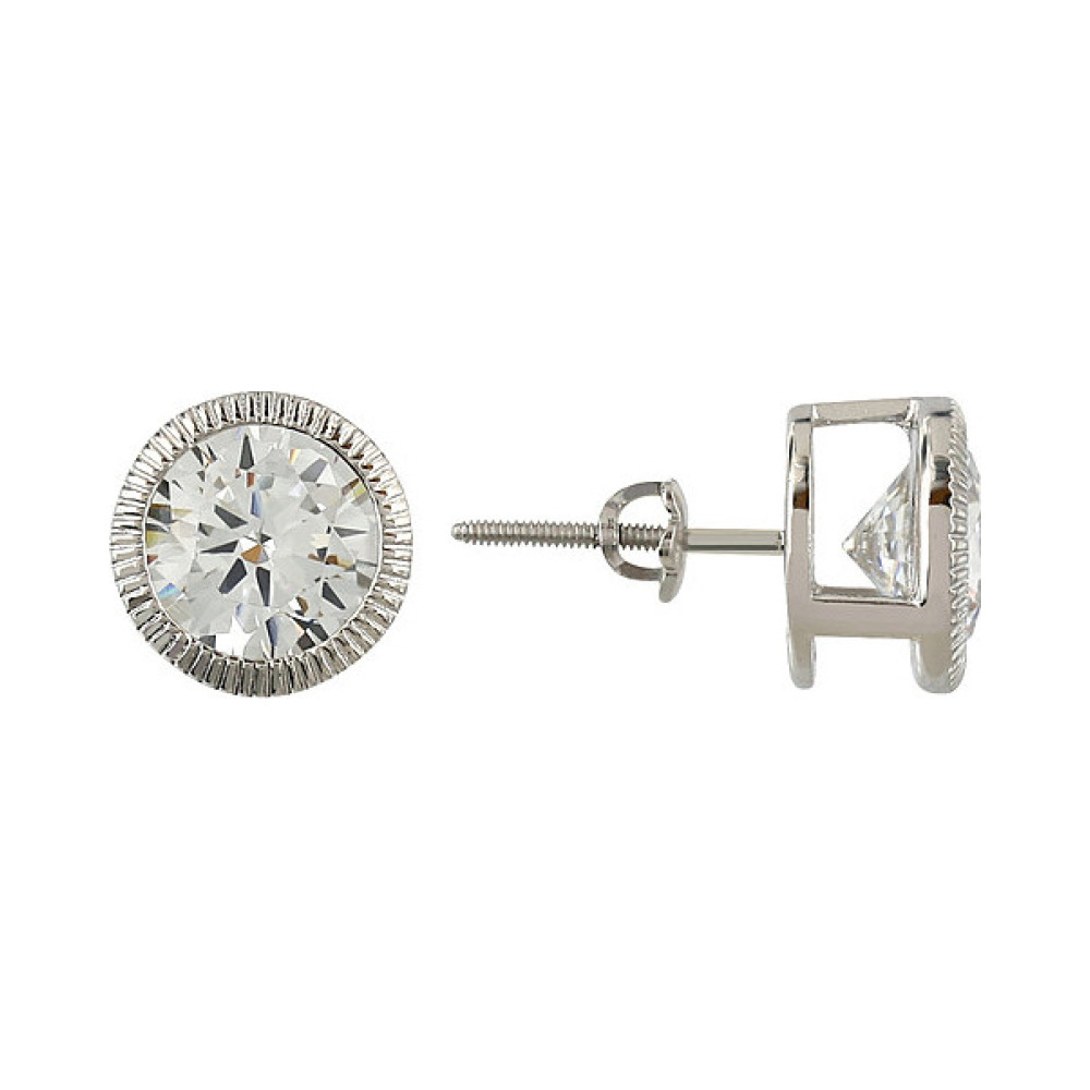 Серебряные серьги с фианитом № 107189