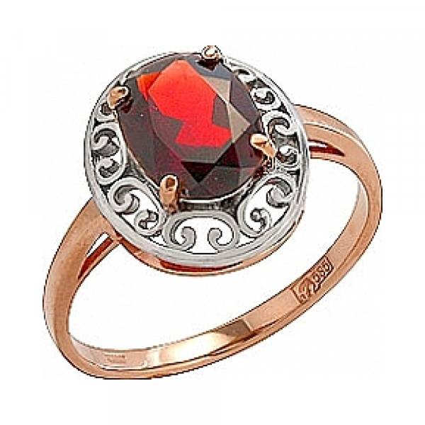Золотое кольцо с гранатом № 52013