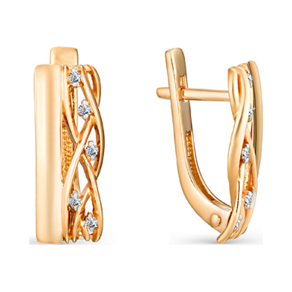 Золотые серьги с фианитом № 156399