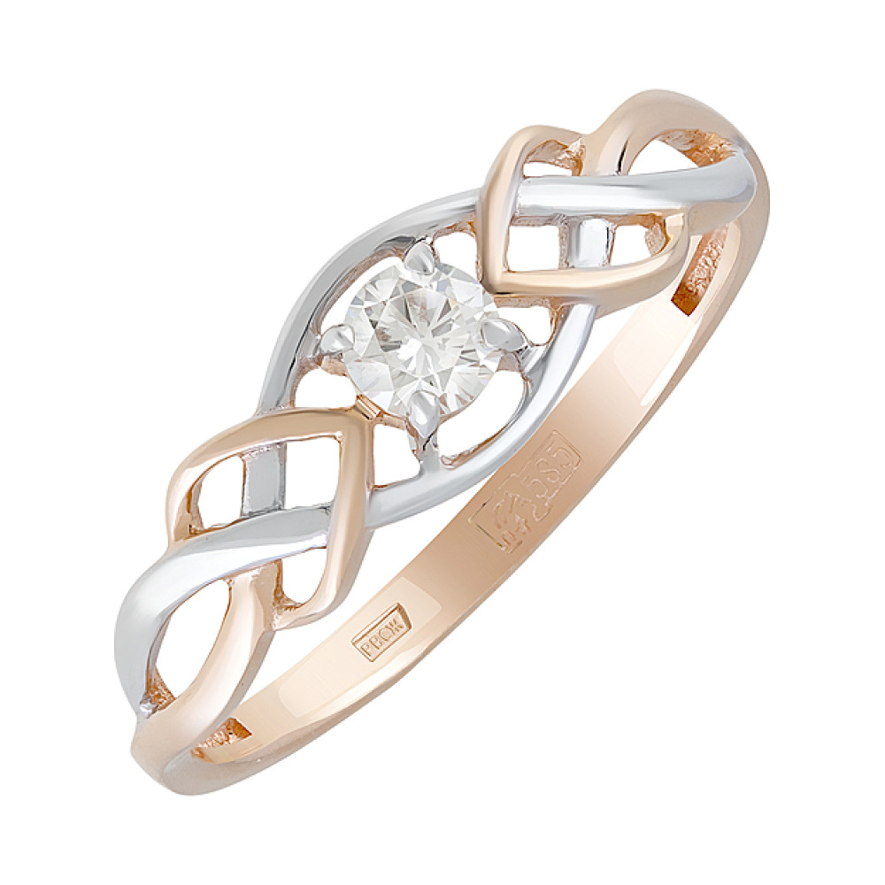 Золотое кольцо с бриллиантом № 129126