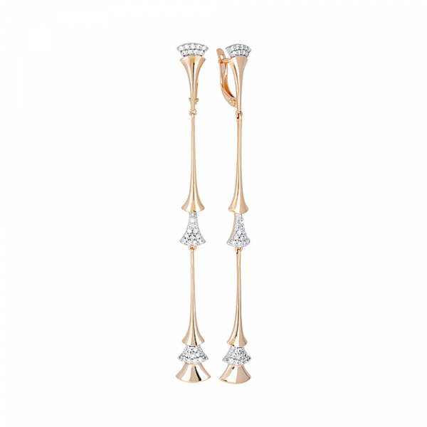 Золотые серьги с фианитами № 129197