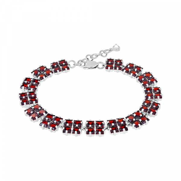 Серебряный браслет с гранатом и фианитом № 124211