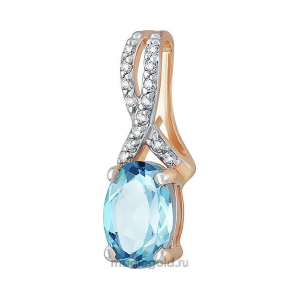 Золотая подвеска с топазом и фианитом № 139854
