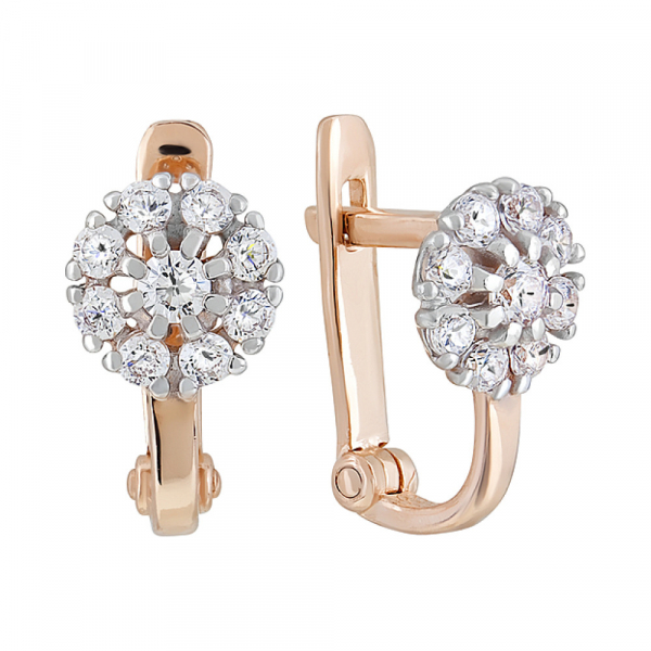 Золотые серьги с фианитами № 124012