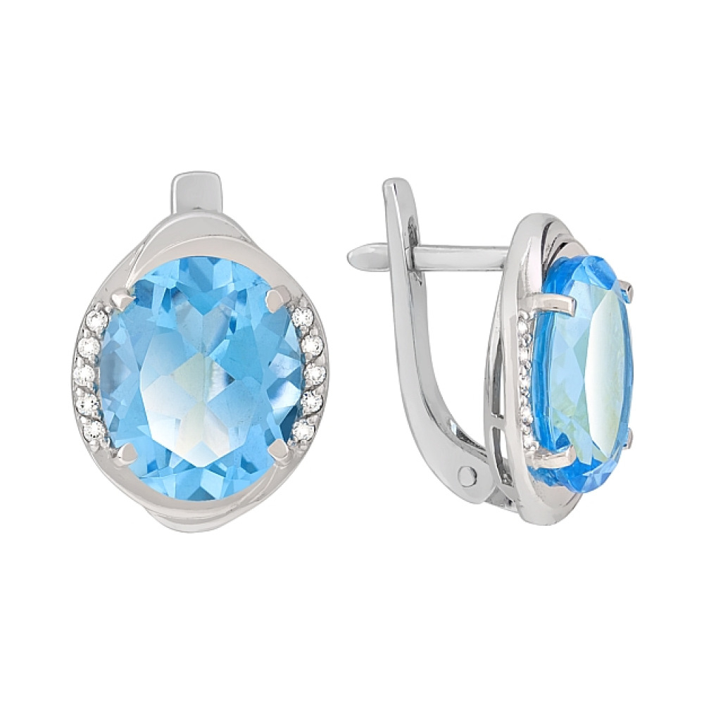 Золотые серьги с топазом и фианитом № 114021