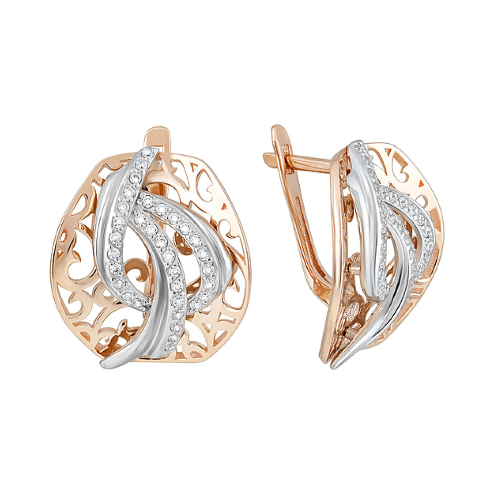 Золотые серьги с фианитами № 127410