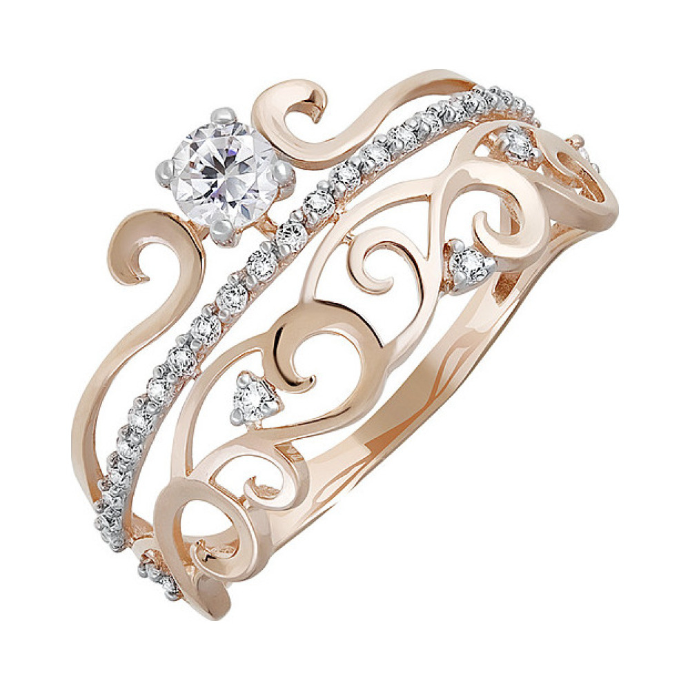 Золотое кольцо с фианитом № 133233