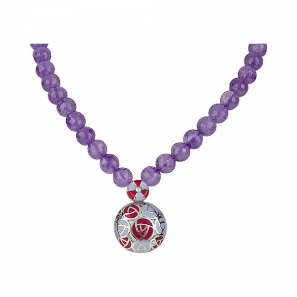 Ожерелье с аметистом, фианитом и эмалью № 133598