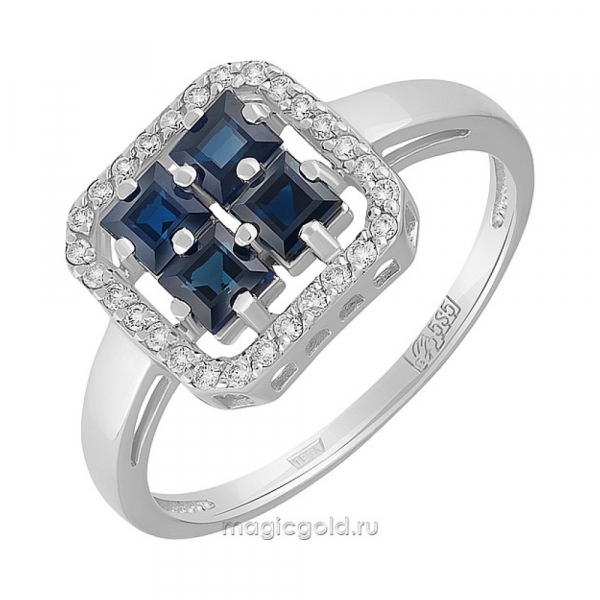 Золотое кольцо с бриллиантом и сапфиром № 156594