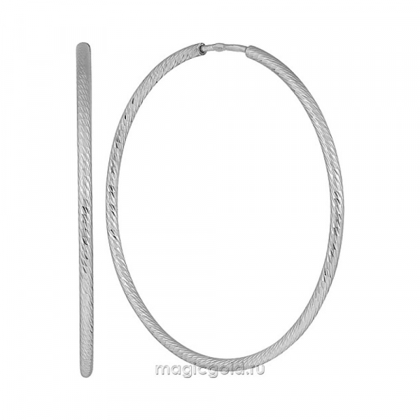 Серебряные серьги конго с алмазной гранью № 135860