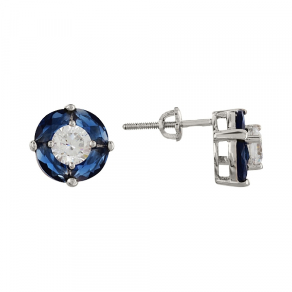 Серебряные серьги с фианитом № 101080