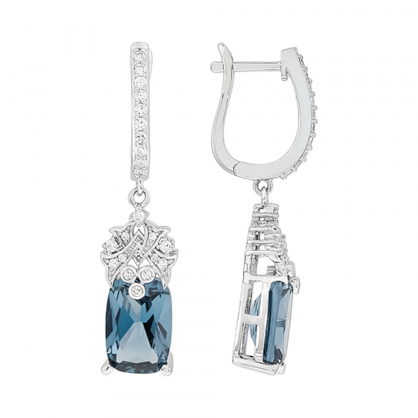 Серебряные серьги с имитац. шпинели и фианитом № 112727