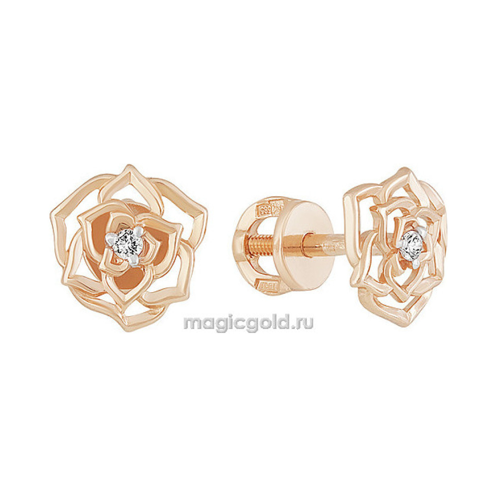 Пуссеты с фианитом № 160246