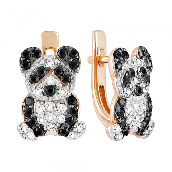 Золотые серьги с фианитом № 129783