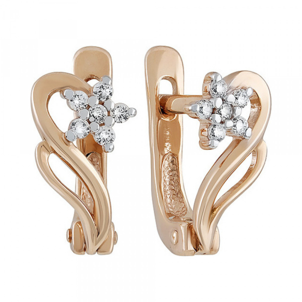 Золотые серьги с фианитом № 134522