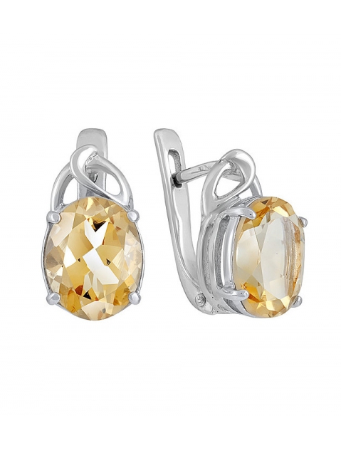 Серебряные серьги с цитрином № 132100