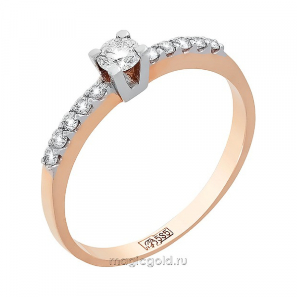 Золотое кольцо с бриллиантом № 122721