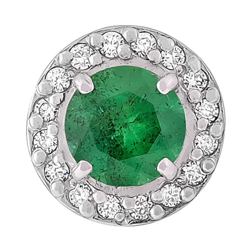 Золотая подвеска с бриллиантом и изумрудом № 114318