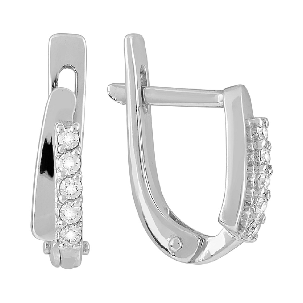 Золотые серьги с бриллиантом № 75570