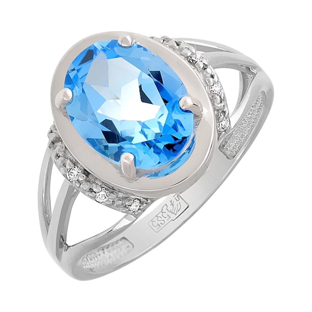 Золотое кольцо с топазом и фианитом № 113339