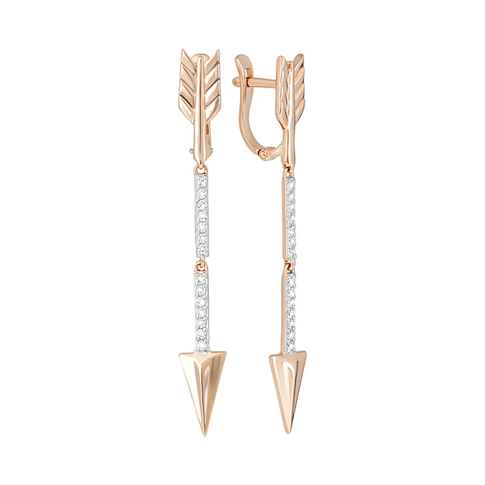 Золотые серьги с фианитами № 128016