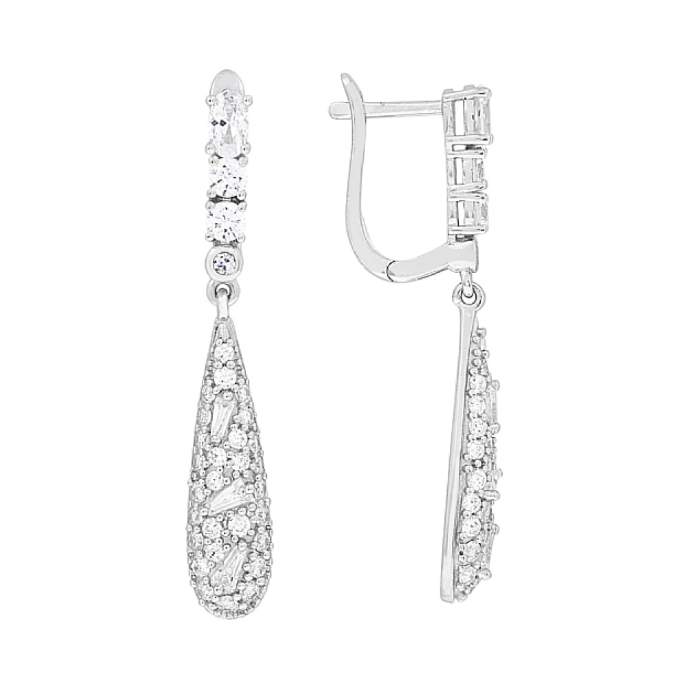 Серебряные серьги с фианитами № 112739