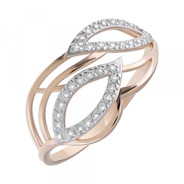 Золотое кольцо с фианитами № 126392