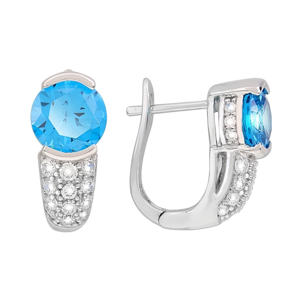 Серебряные серьги с фианитами № 117463
