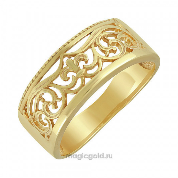 Серебряное кольцо без камня с золотым покрытием № 134321