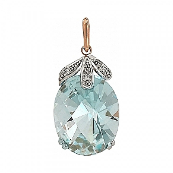 Золотая подвеска с бриллиантом и топазом № 83701