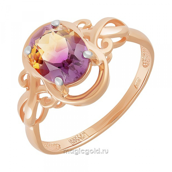 Золотое кольцо с аметрином  № 162903