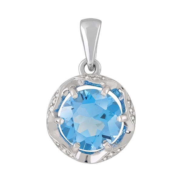 Золотая подвеска с топазом и фианитом № 119645