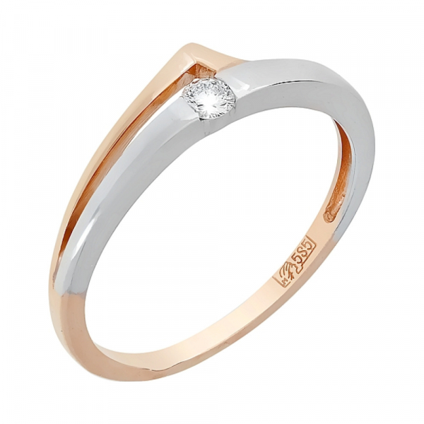 Золотое кольцо с бриллиантом № 105340