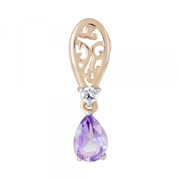 Золотая подвеска с аметистом и фианитом № 124561